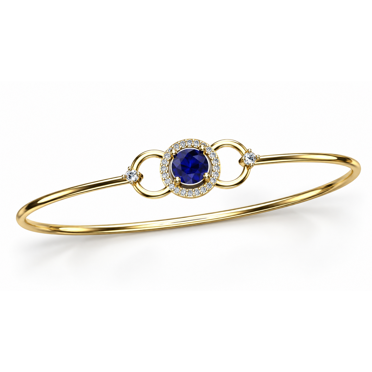 Royal Blue Halo Circle Bangle - Petite 0.18 ct angled product view