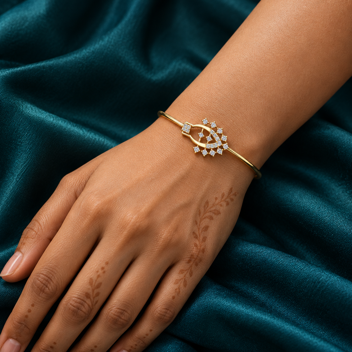 Celestial Fan Diamond Bangle - worn view 2