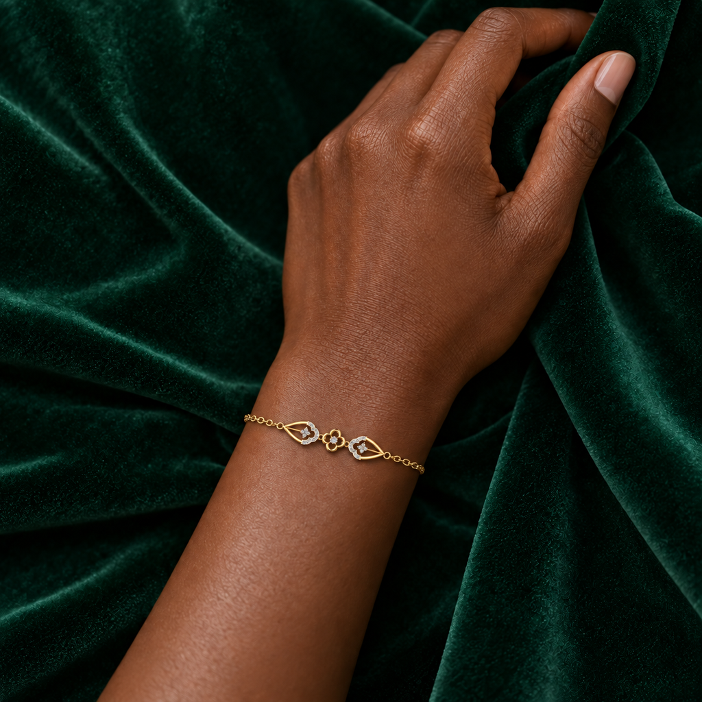 Floral Teardrop Diamond Bracelet - worn view 2