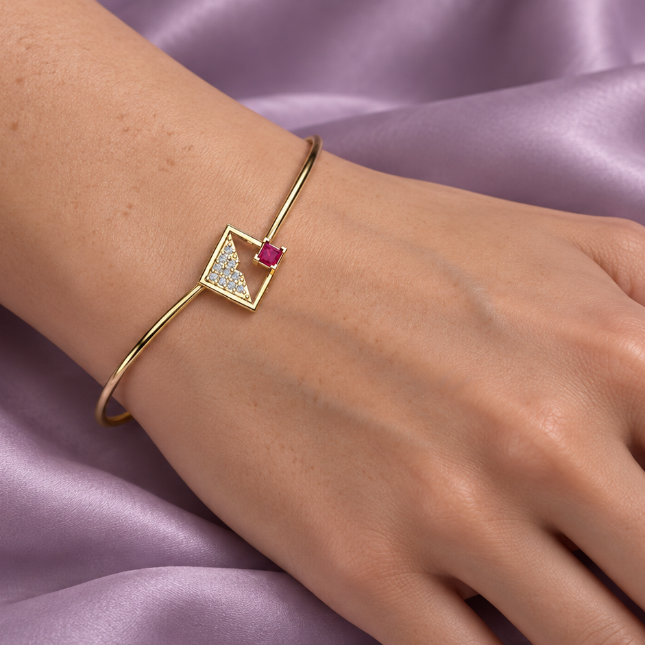 Blush Diamond Kite Bangle - worn view 2