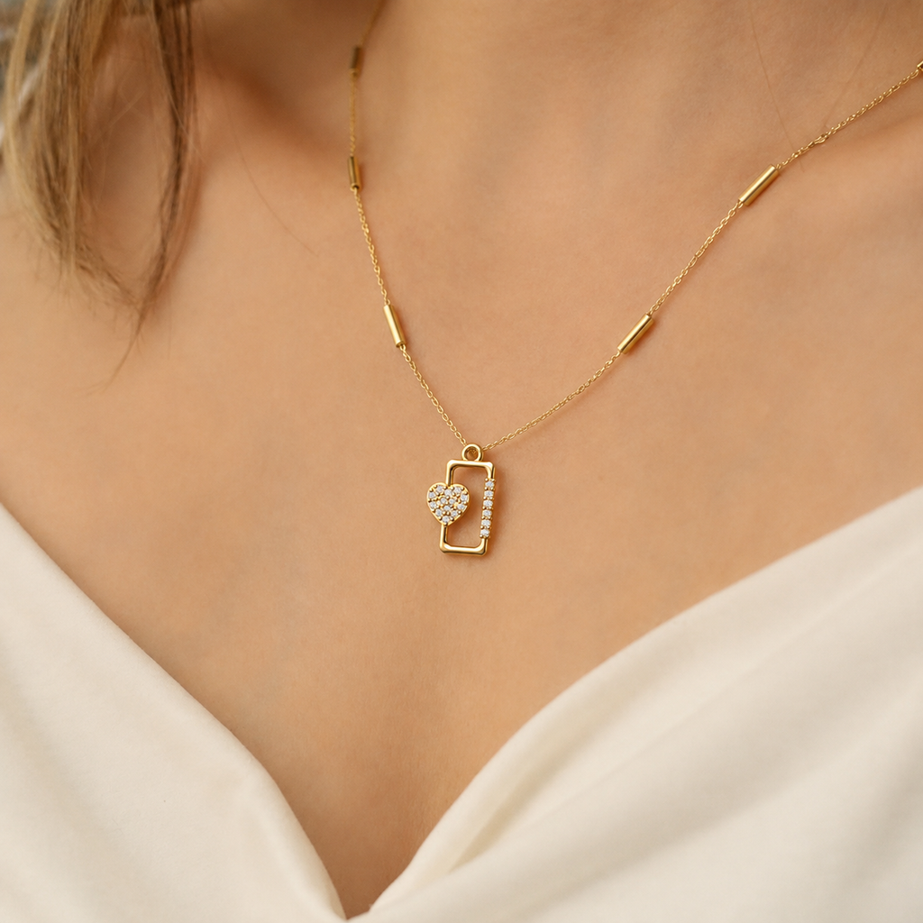 Diamond Heart Lock Pendant - view 2