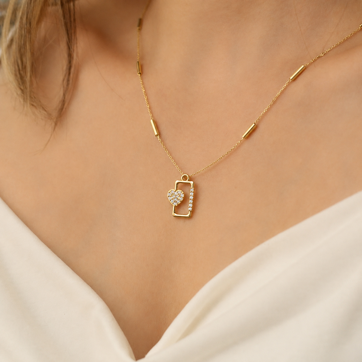 Diamond Heart Lock Pendant - view 2