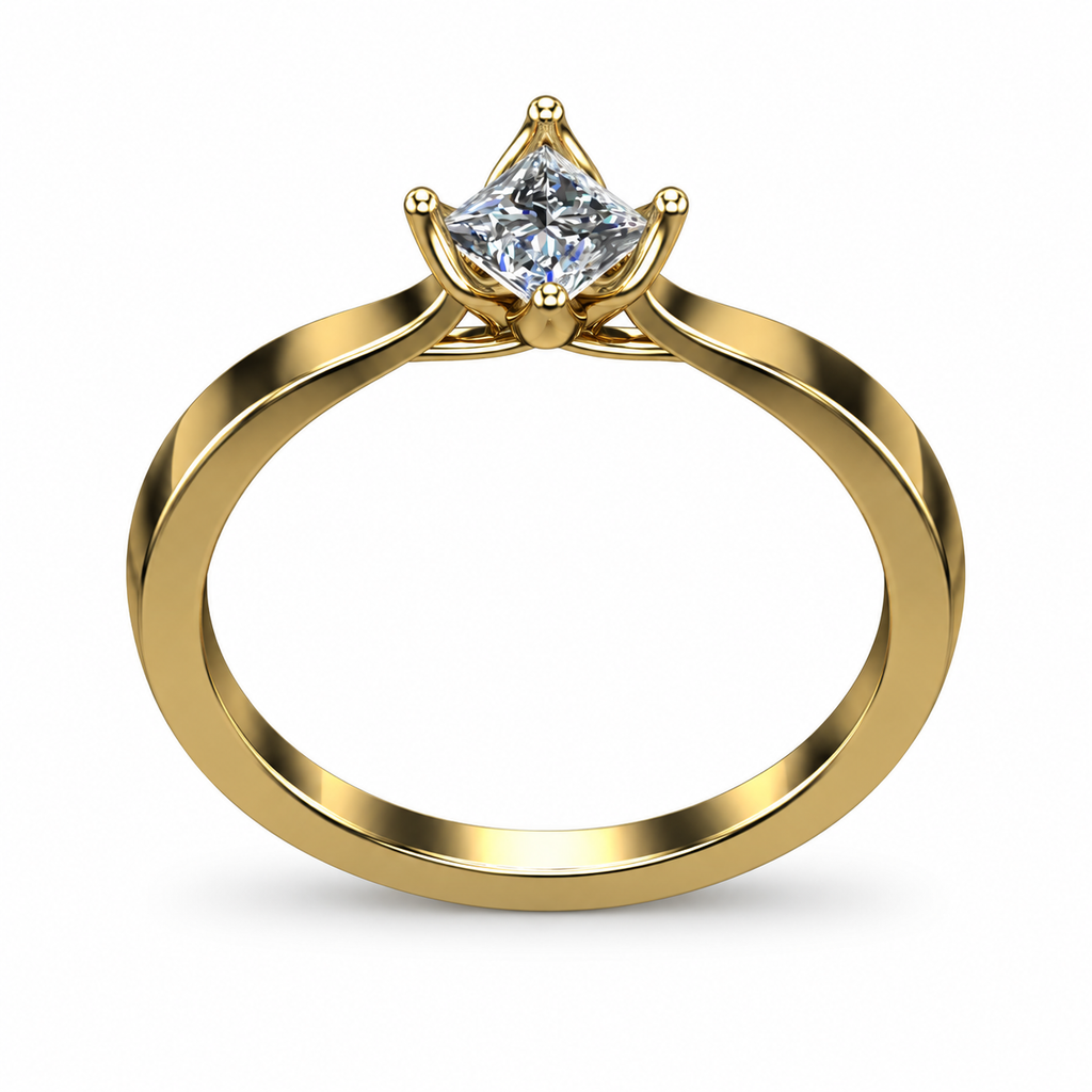 Crown-Set Princess Solitaire Ring - product view