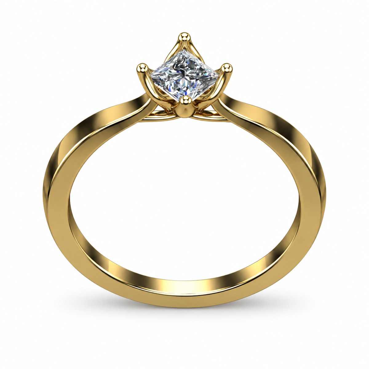 Crown-Set Princess Solitaire Ring - product view