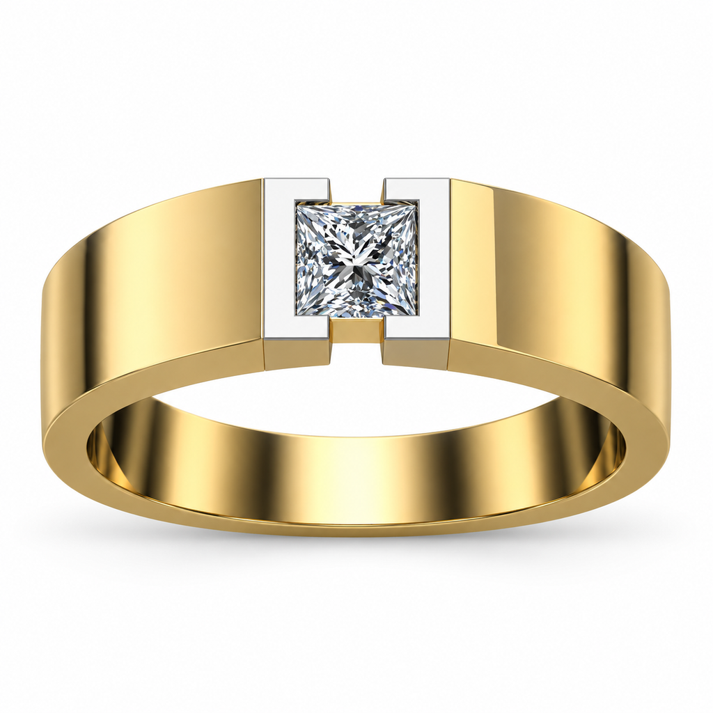 Two-Tone Princess-Cut Diamond Band - product view