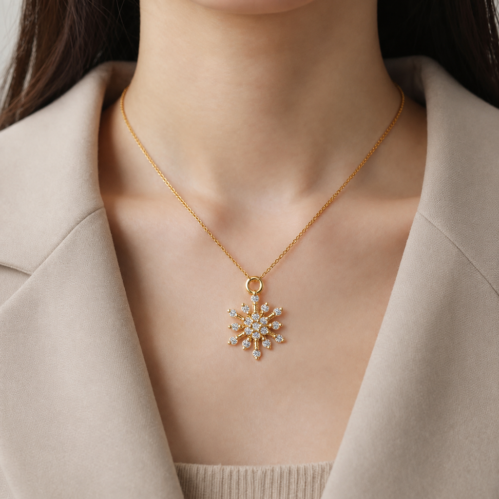 Radiant Snowflake Diamond Pendant - view 1