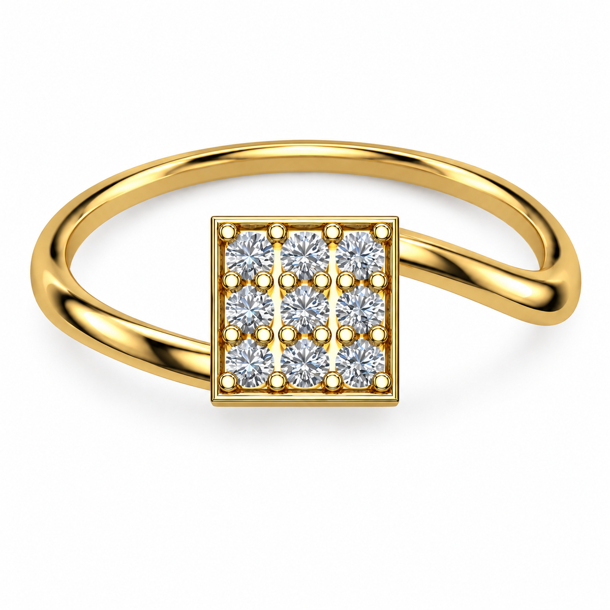 Square Pave Diamond Ring - product view