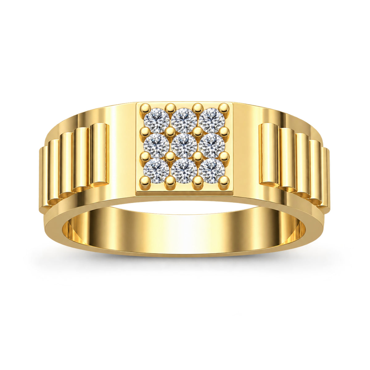 Ribbed Square Cluster Diamond Band - product view