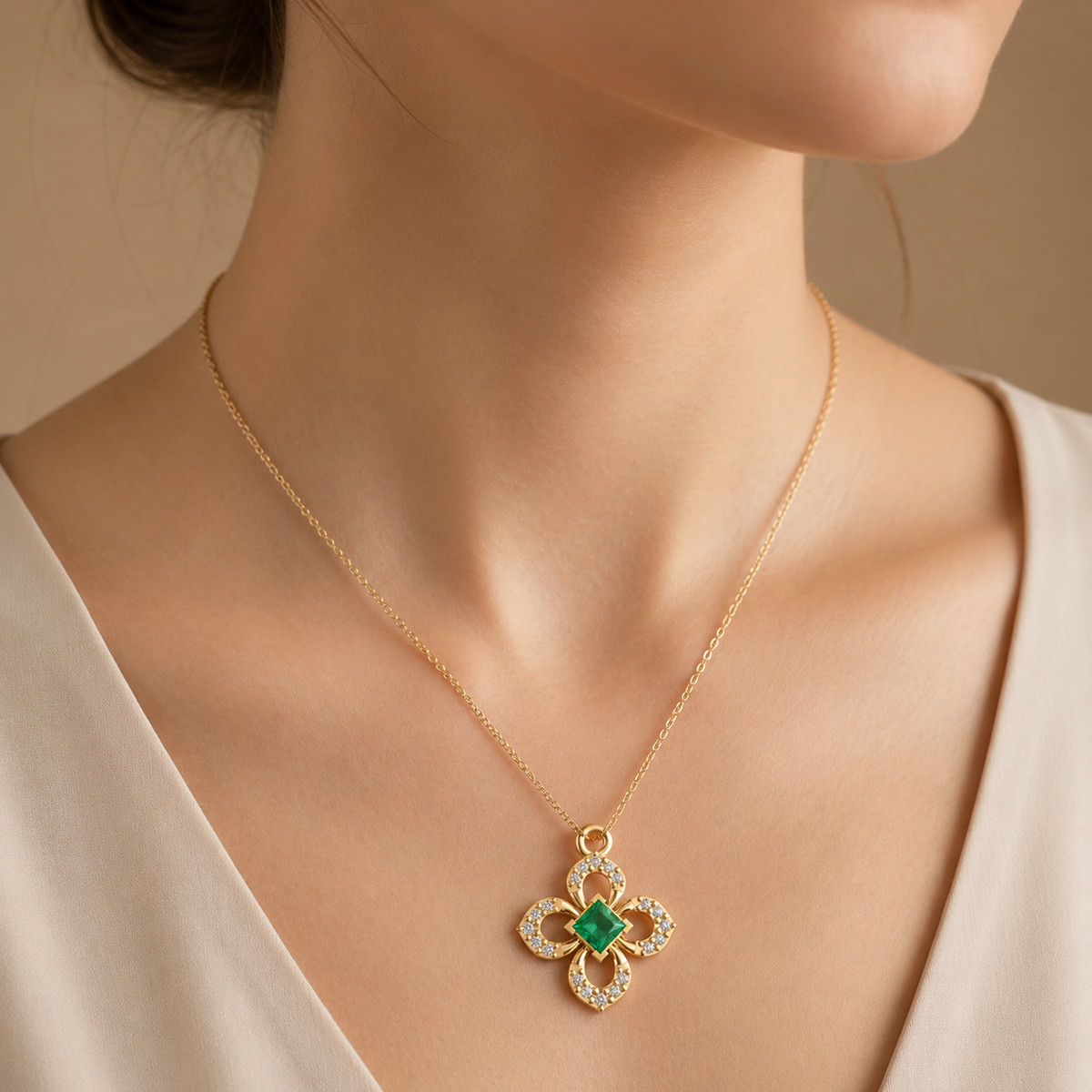 Verdant Clover Stone Pendant - view 1