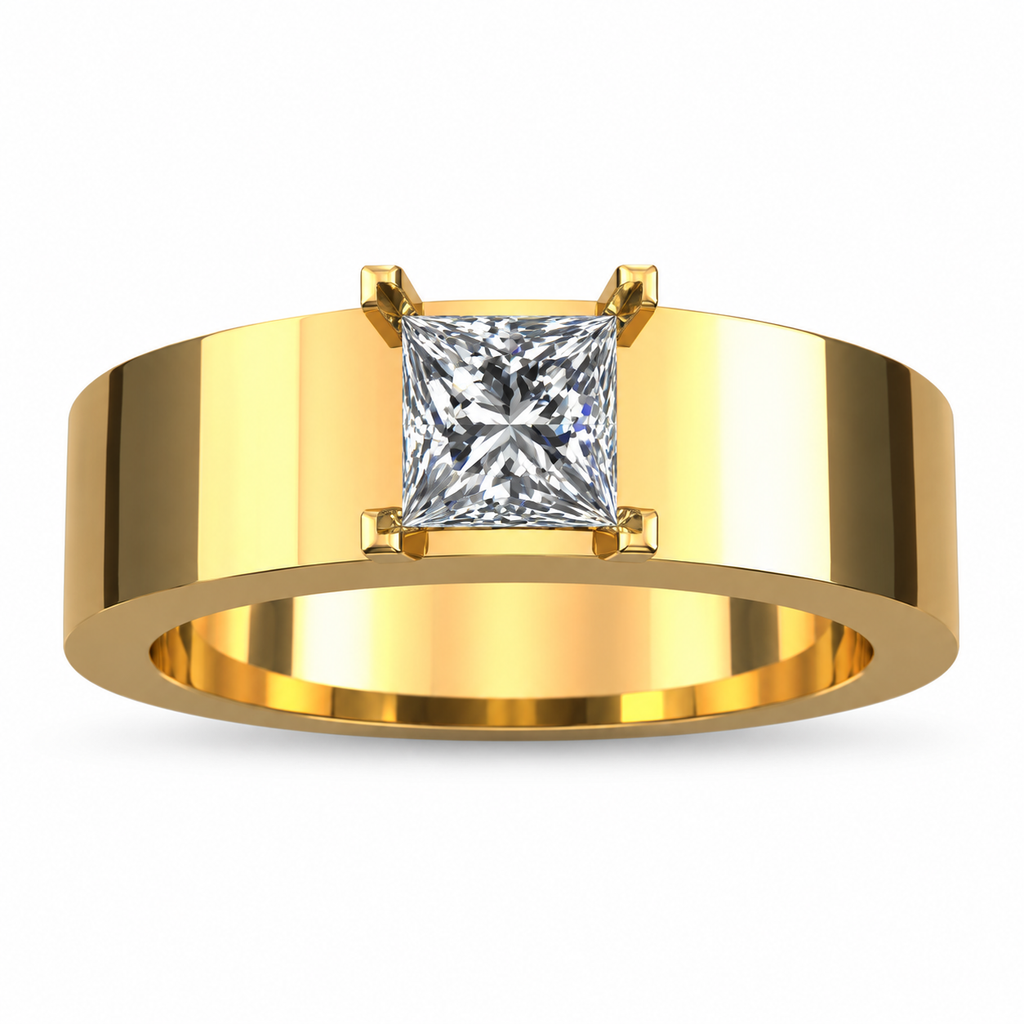 Princess-Cut Solitaire Wide Band - product view