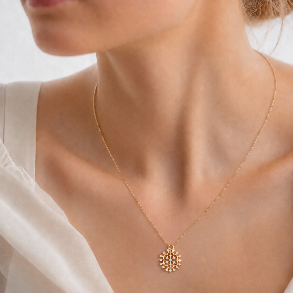 Grand Starburst Rosette Diamond Pendant