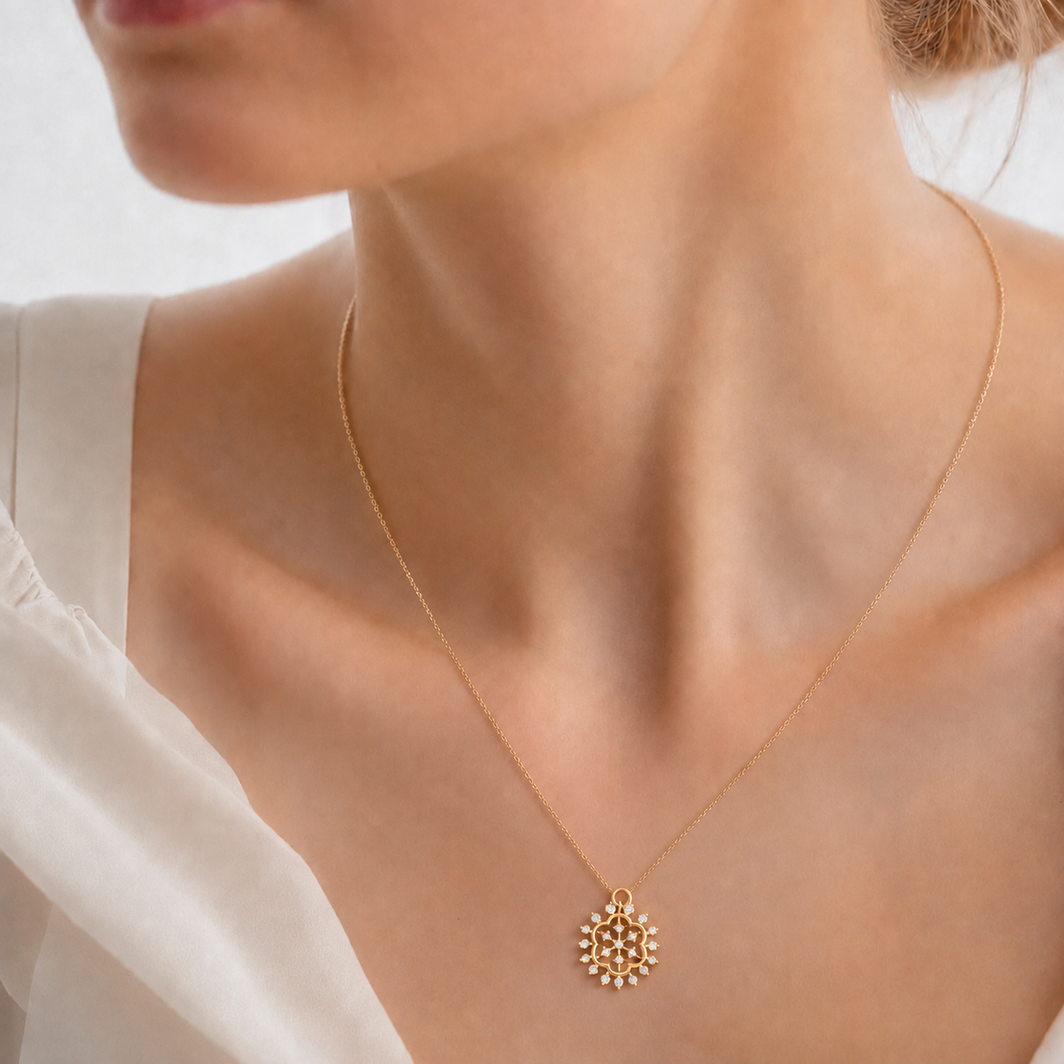 Grand Starburst Rosette Diamond Pendant