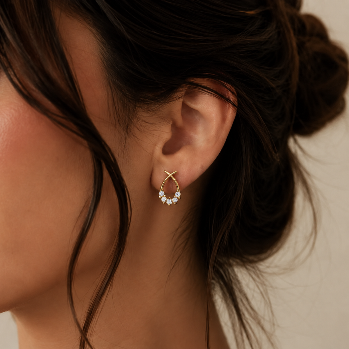 Crossover Arc Diamond Stud Earrings