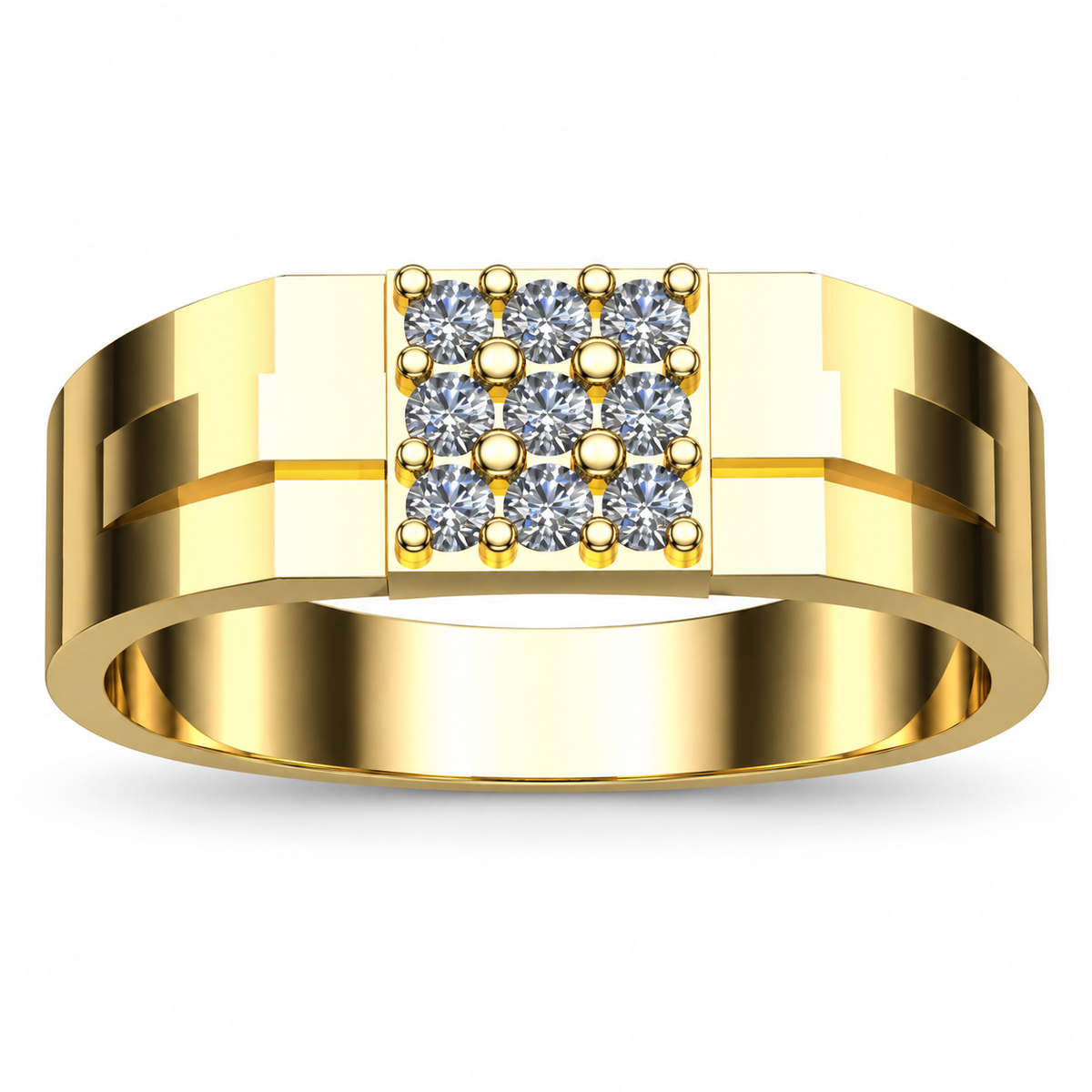 Nine-Stone Double-Rail Diamond Band - product view