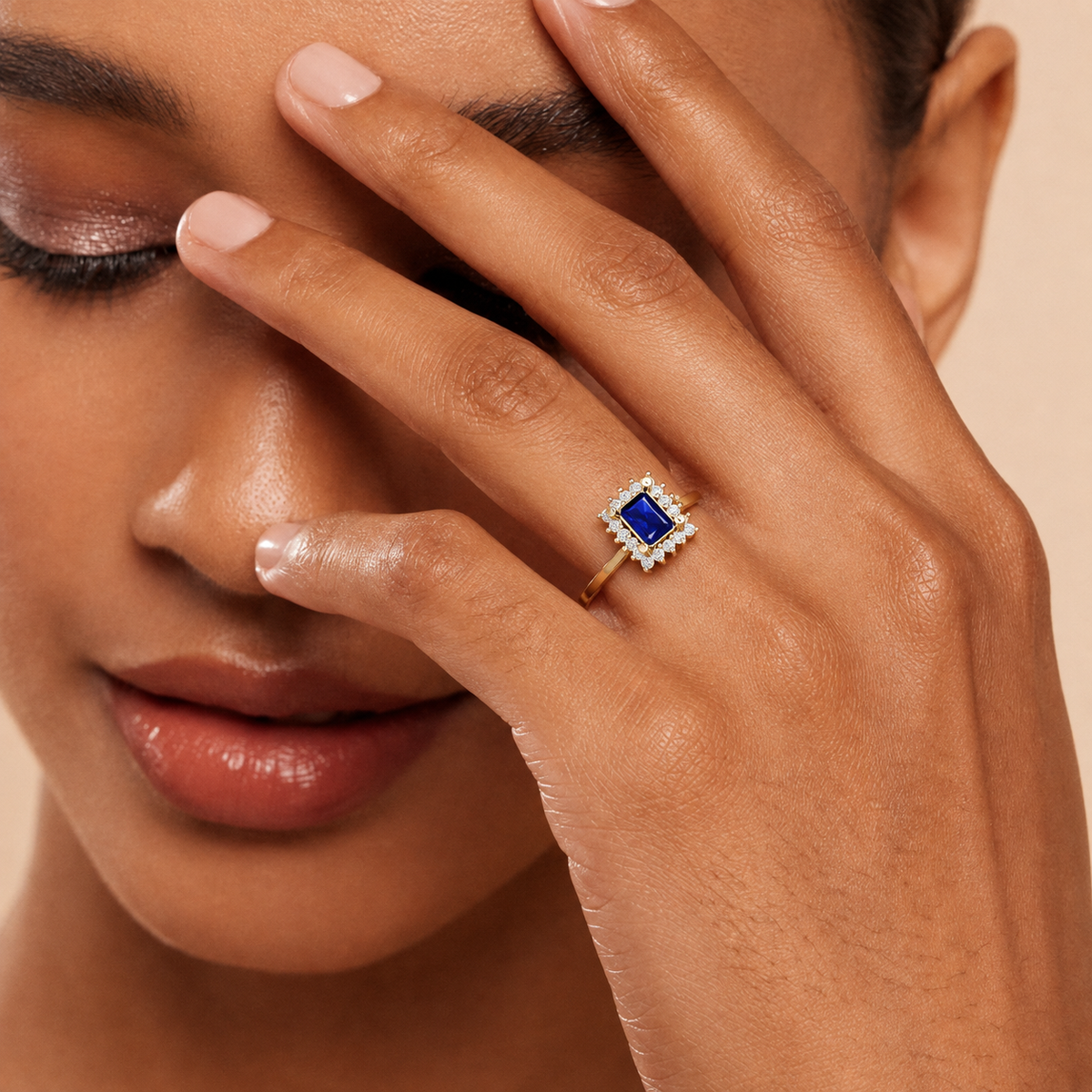 Midnight Emerald-Cut Halo Ring - view 2