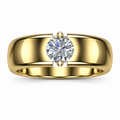 Round Solitaire Wide Gold Band - product view
