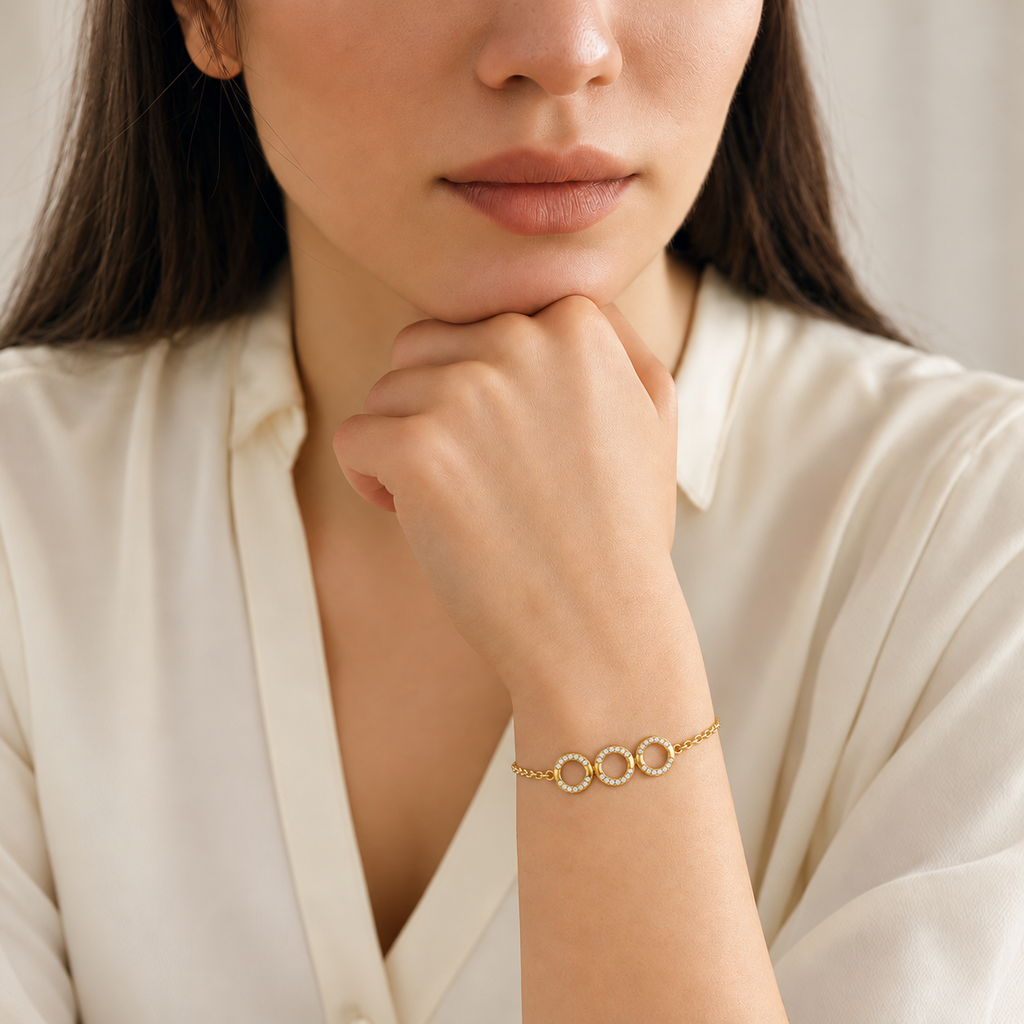 Five Circle Pave Diamond Bracelet - worn view 1