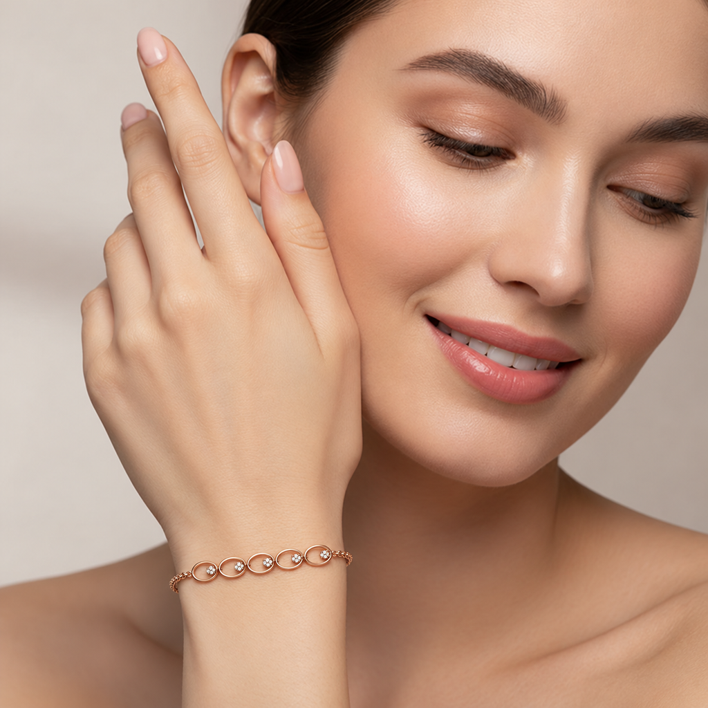 Oval Orbit Diamond Bracelet - worn view 1