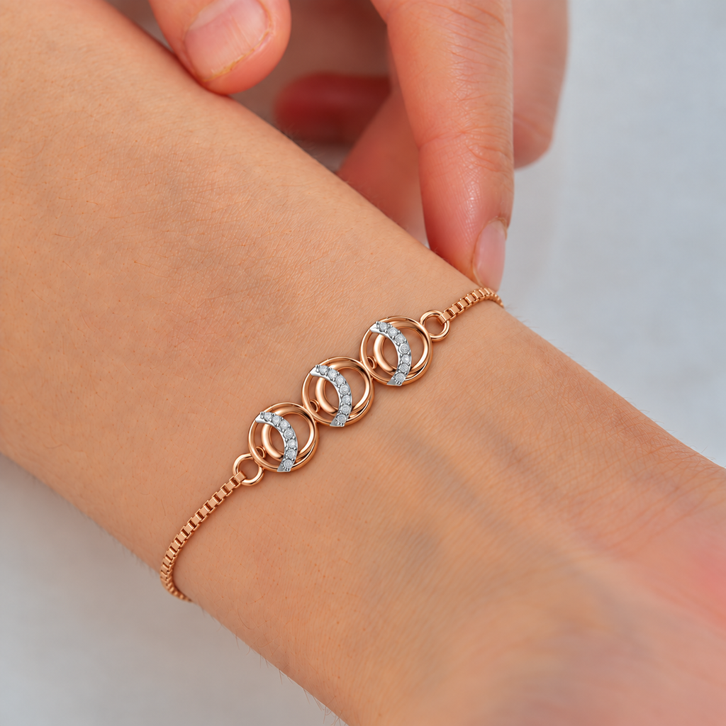 Interlocking Oval Diamond Link Bracelet - worn view 1