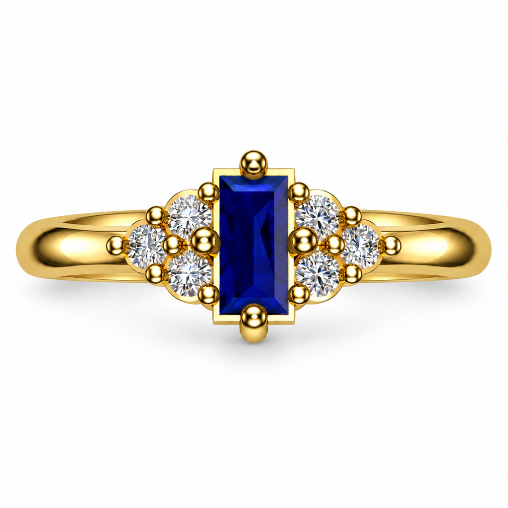 Midnight Blue Baguette Stone Ring - product view