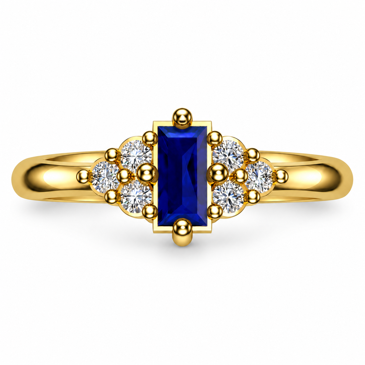 Midnight Blue Baguette Stone Ring - product view