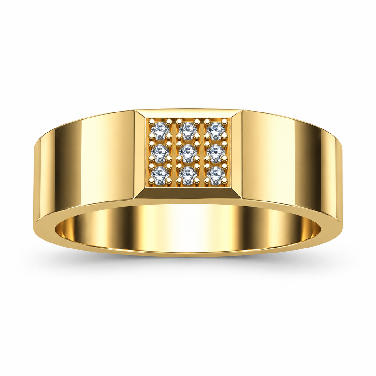 Wide Rectangular Pave Diamond Band - product view