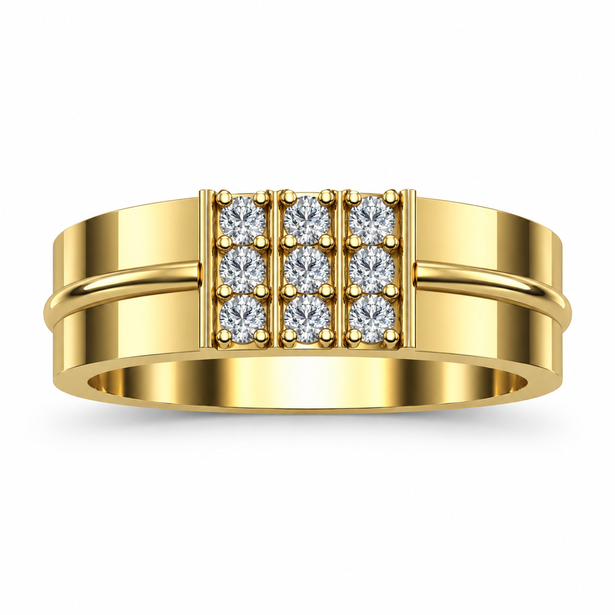 Triple-Rail Nine-Stone Diamond Band - product view
