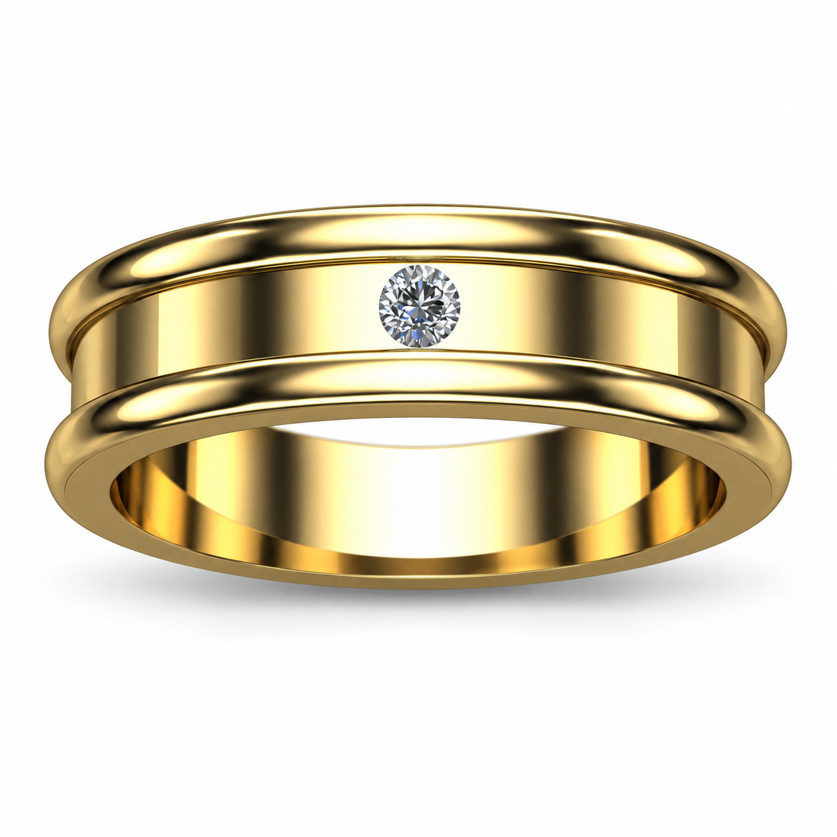 Single Diamond Triple-Rail Band - product view