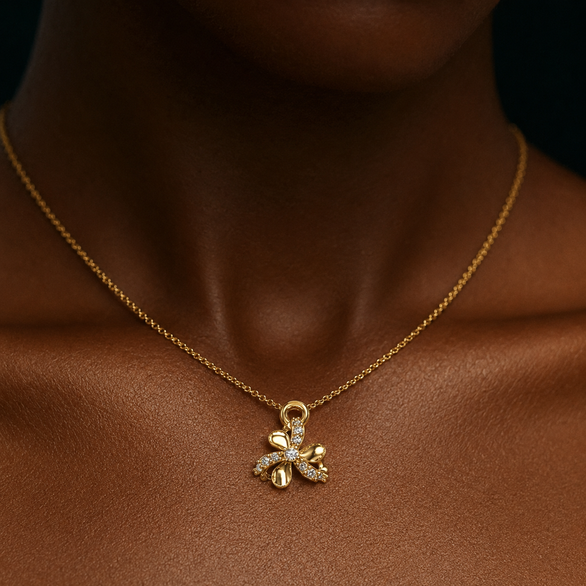 Golden Butterfly Diamond Pendant - view 2