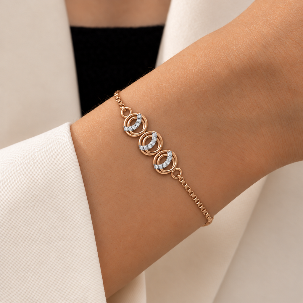 Interlocking Oval Diamond Link Bracelet - worn view 2