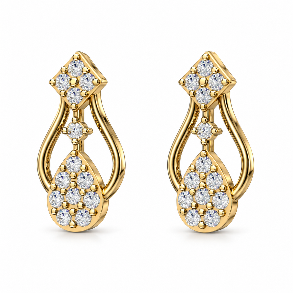 Diamond Teardrop Chandelier Drop Earrings