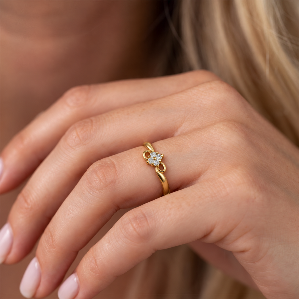 Infinity Bloom Diamond Ring - worn view 2