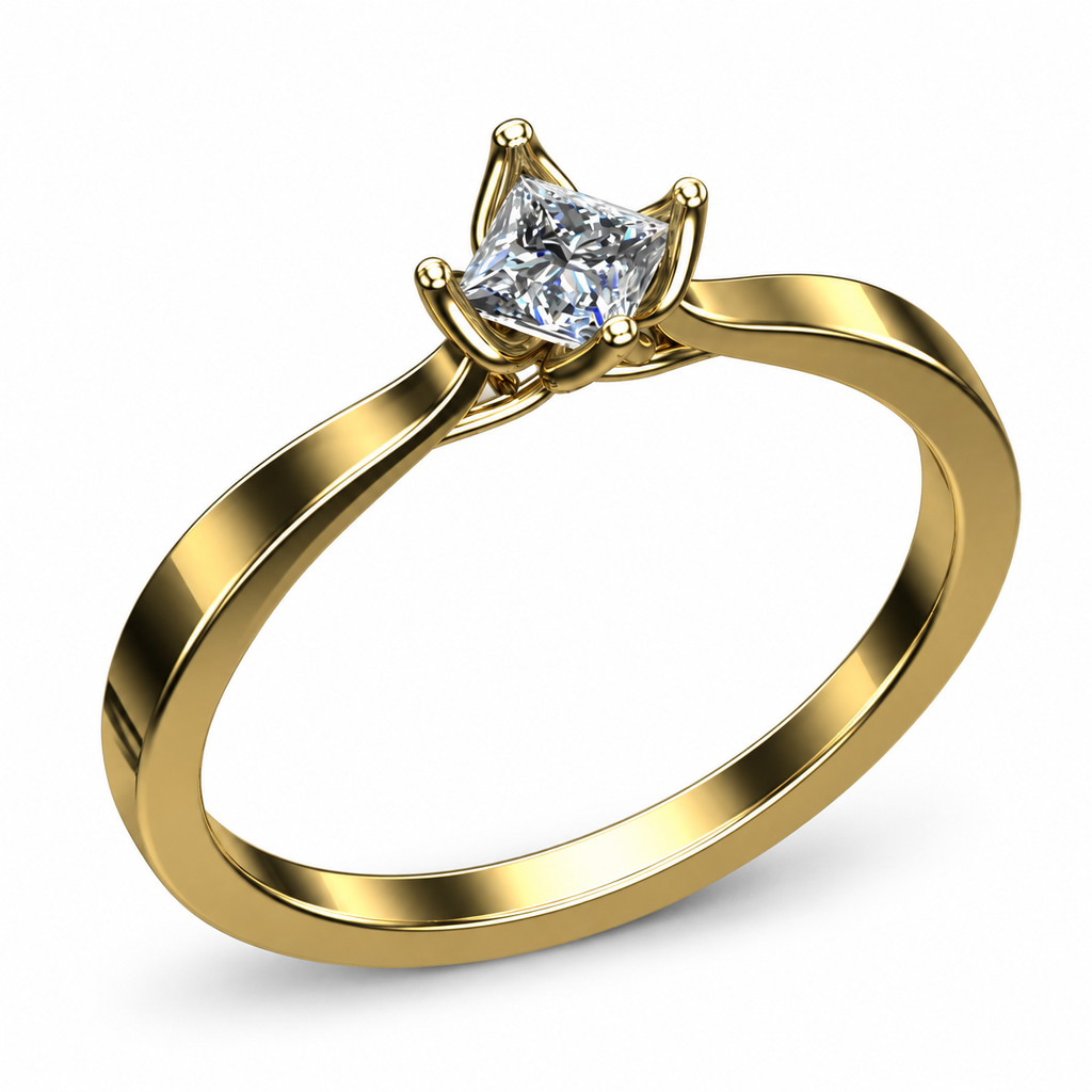 Crown-Set Princess Solitaire Ring - angled product view