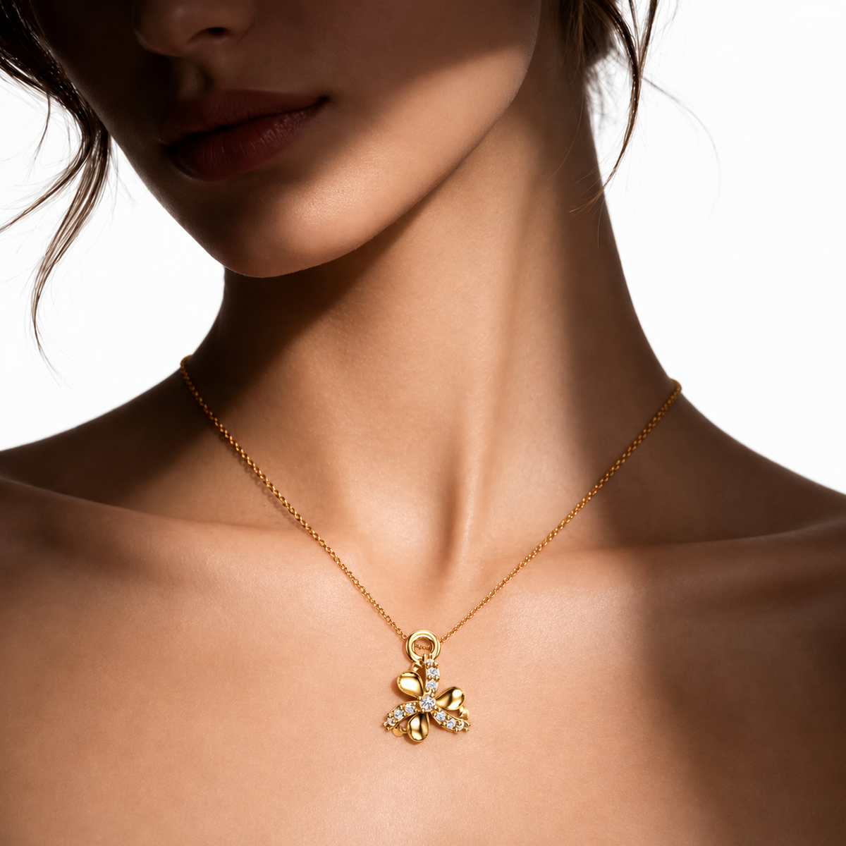 Golden Butterfly Diamond Pendant - view 3