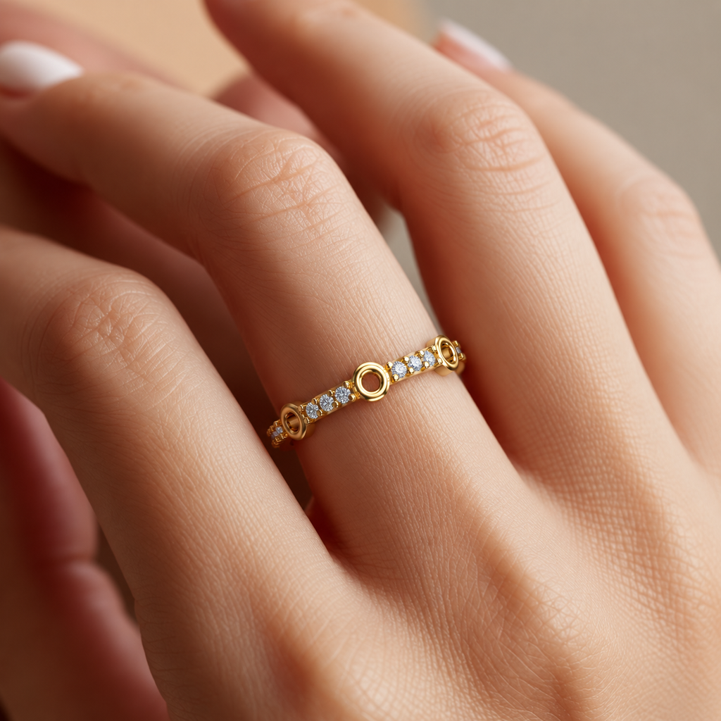 Diamond Circle Station Band Ring