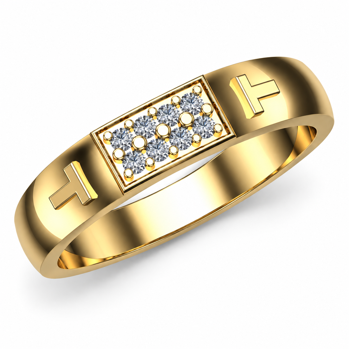 H-Motif Pave Diamond Band - angled product view