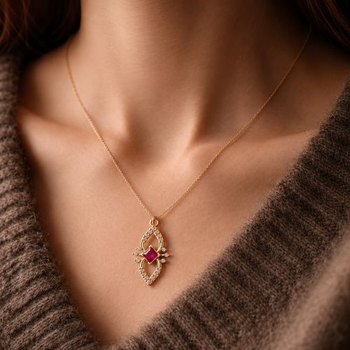 Blush Orbit Diamond Pendant - view 2