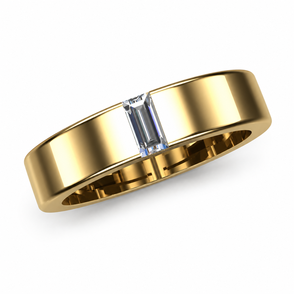 Baguette Solitaire Wide Band - angled product view