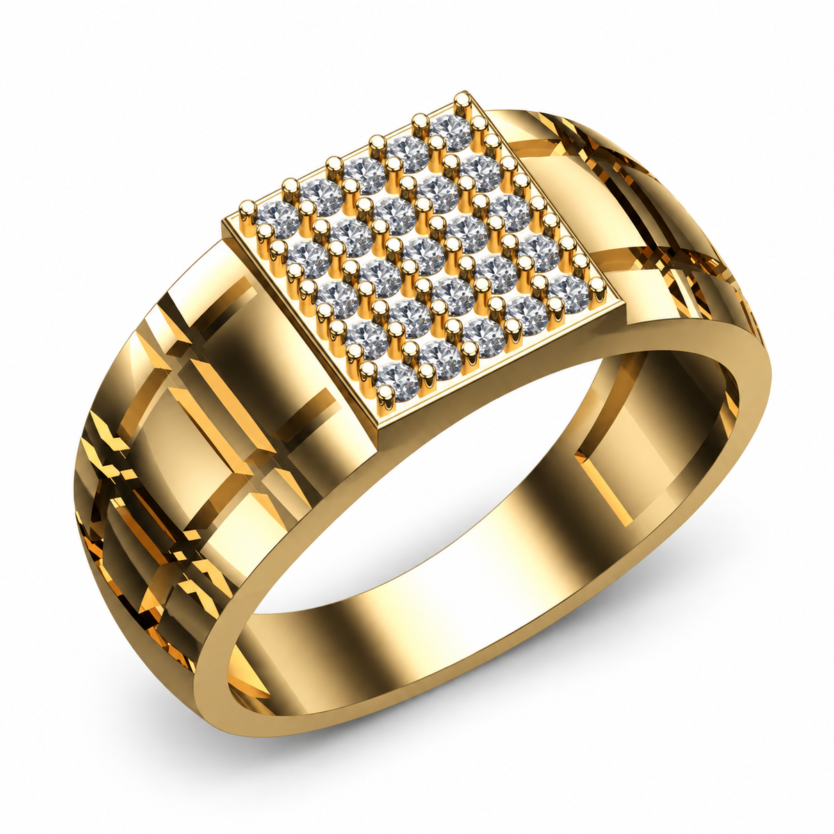 Grand Pave Square Signet Ring - angled product view