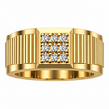 Ribbed Nine-Stone Diamond Signet Ring - product view