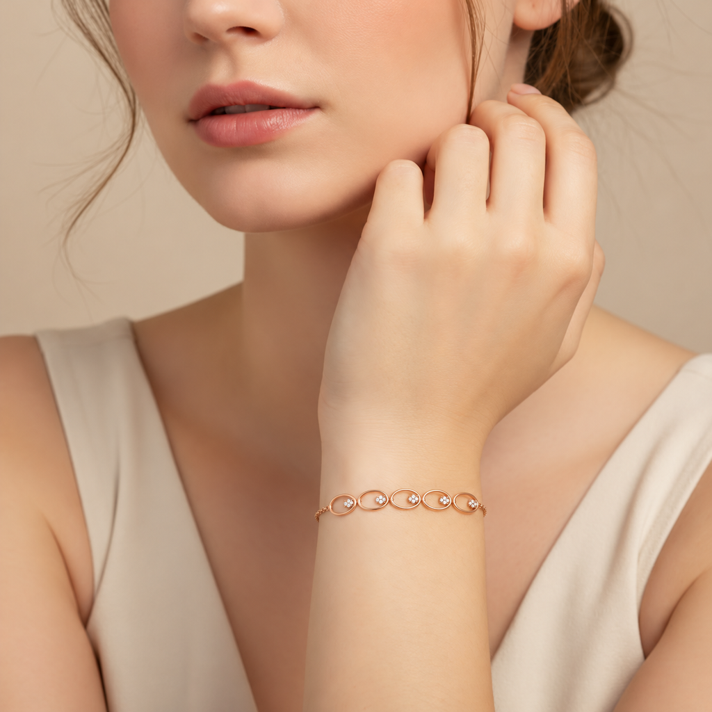 Oval Orbit Diamond Bracelet - worn view 2
