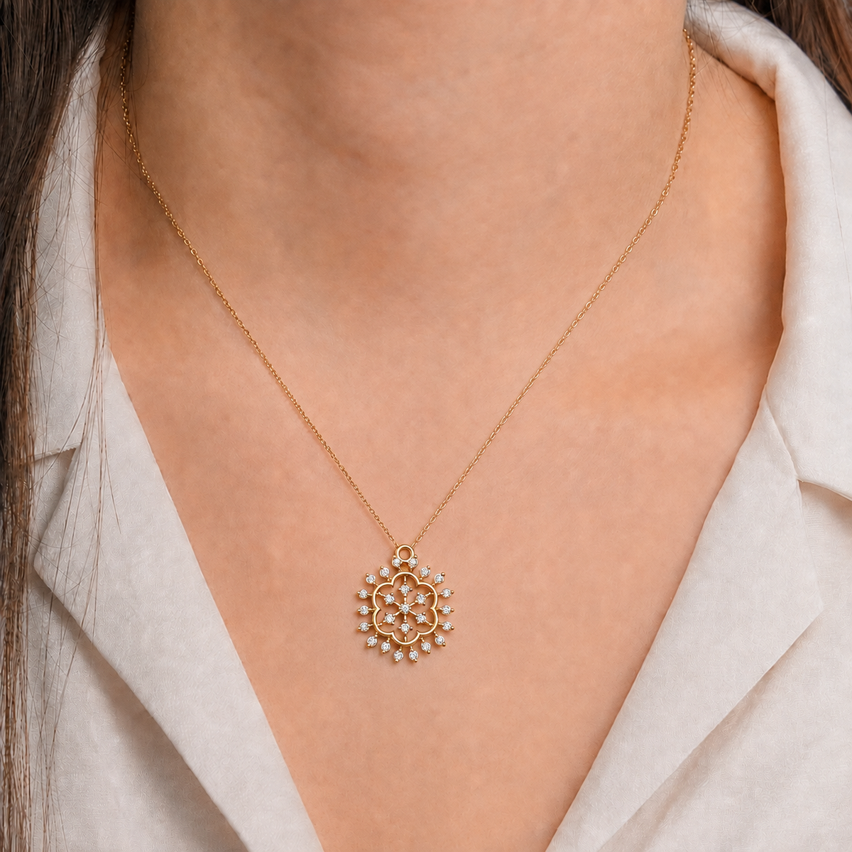 Grand Starburst Rosette Diamond Pendant