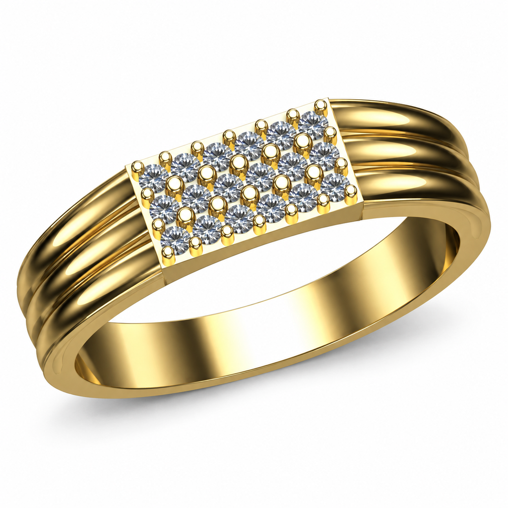 Grand Triple-Rail Pave Diamond Band - angled product view