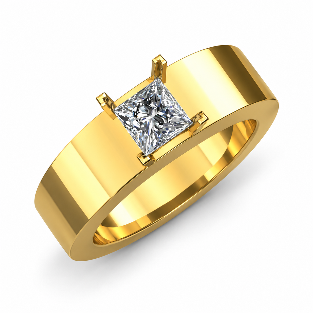 Princess-Cut Solitaire Wide Band - angled product view