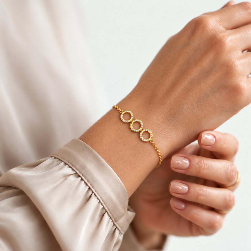 Five Circle Pave Diamond Bracelet - worn view 2