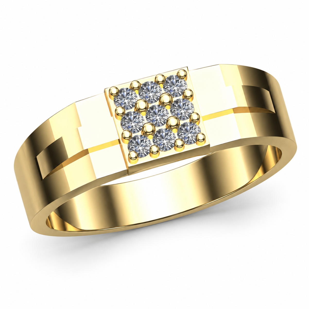 Nine-Stone Double-Rail Diamond Band - angled product view