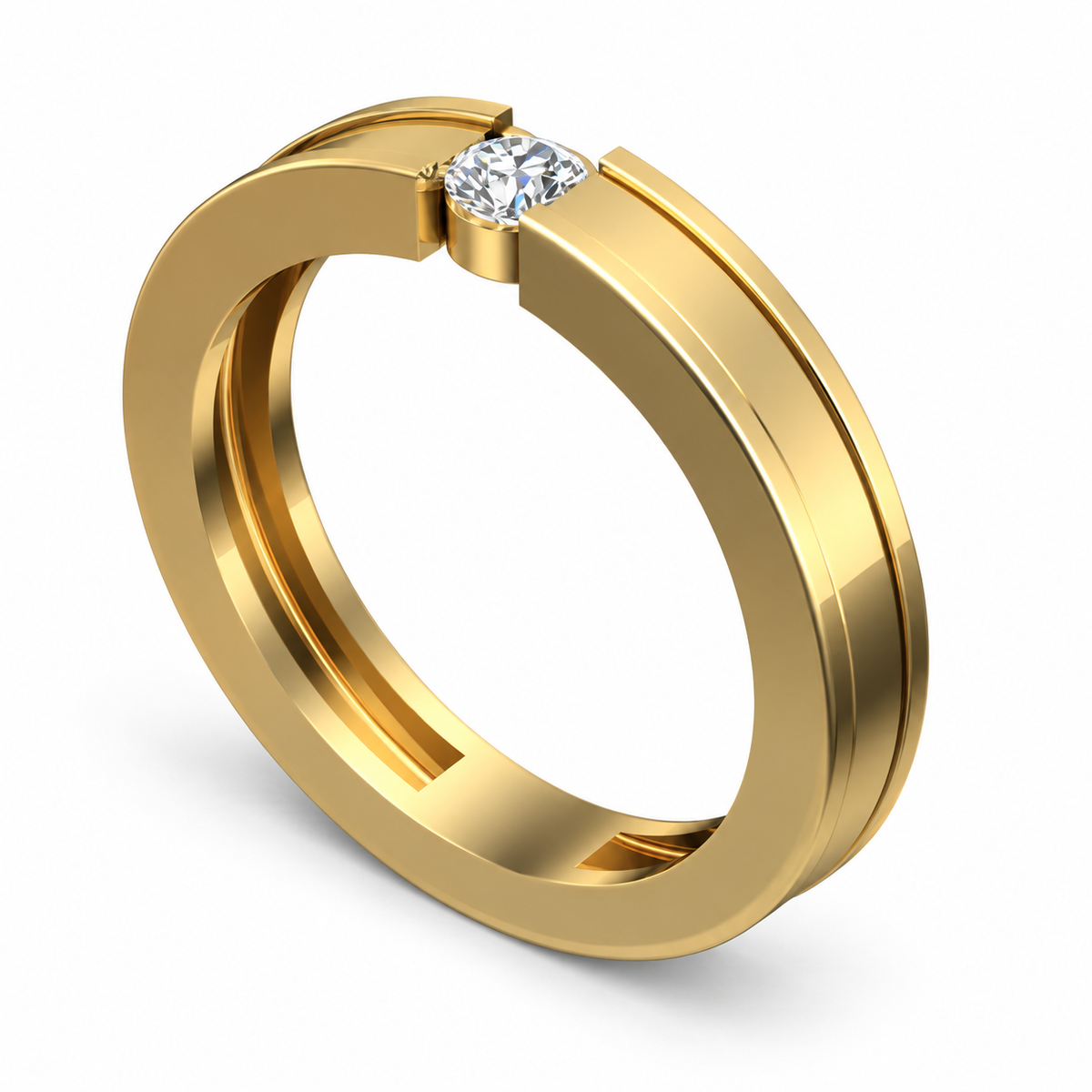 Minimal Gap-Set Solitaire Band - angled product view