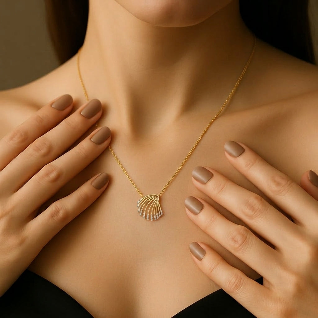 Cascading Fan Diamond Pendant - view 2