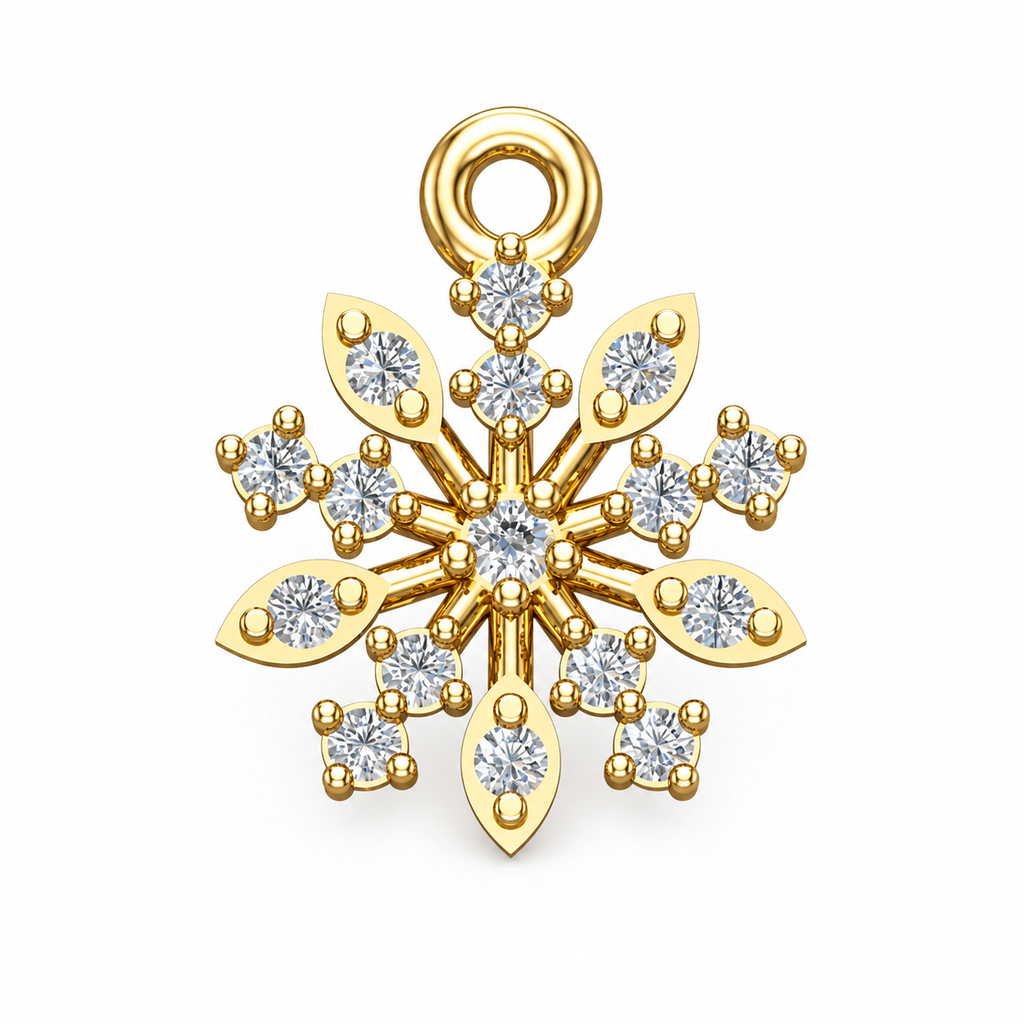 Celestial Bloom Snowflake Diamond Pendant - Angle 1