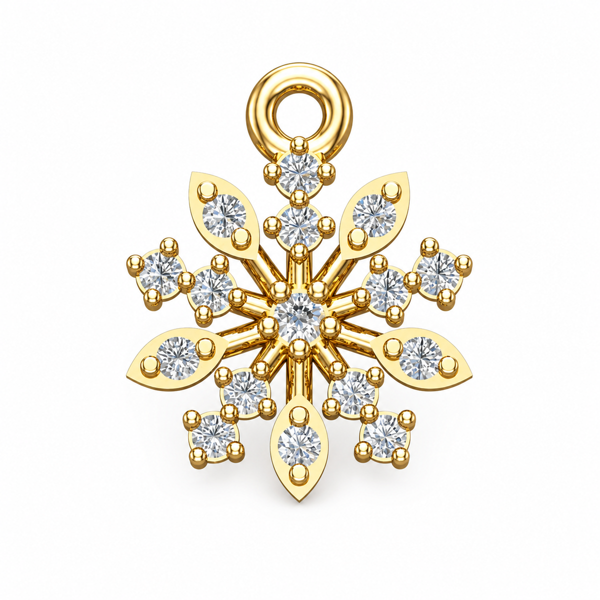 Celestial Bloom Snowflake Diamond Pendant - Angle 1